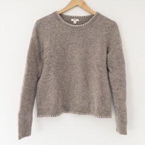 Dylan Blanket Stitch Tan Alpaca Wool Blend Sweater